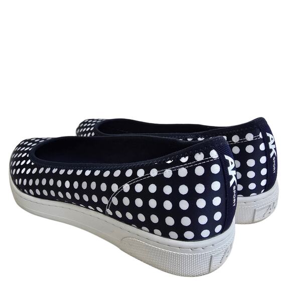 Polka Dot Loafers AK Sport Over The Top Size 8 Navy Blue White Slip On Sneakers - Picture 5 of 14